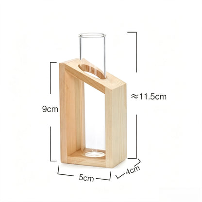 Test tube glass hydroponic vase wooden stand desktop terrarium
