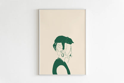 Sleepy Kitten Minimalist Canvas Wall Art Print