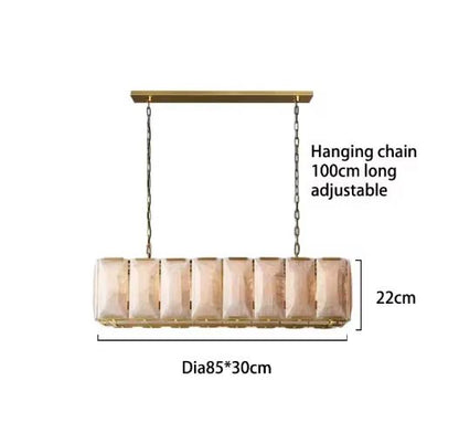 Alabaster bar chandelier at 59.1 in long for a long dining table