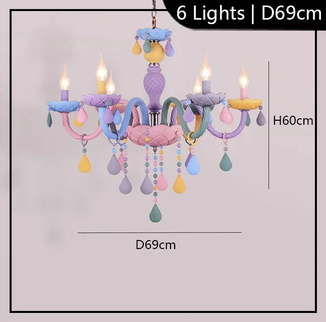 Flush mount macaron glass chandelier with touch on off switch