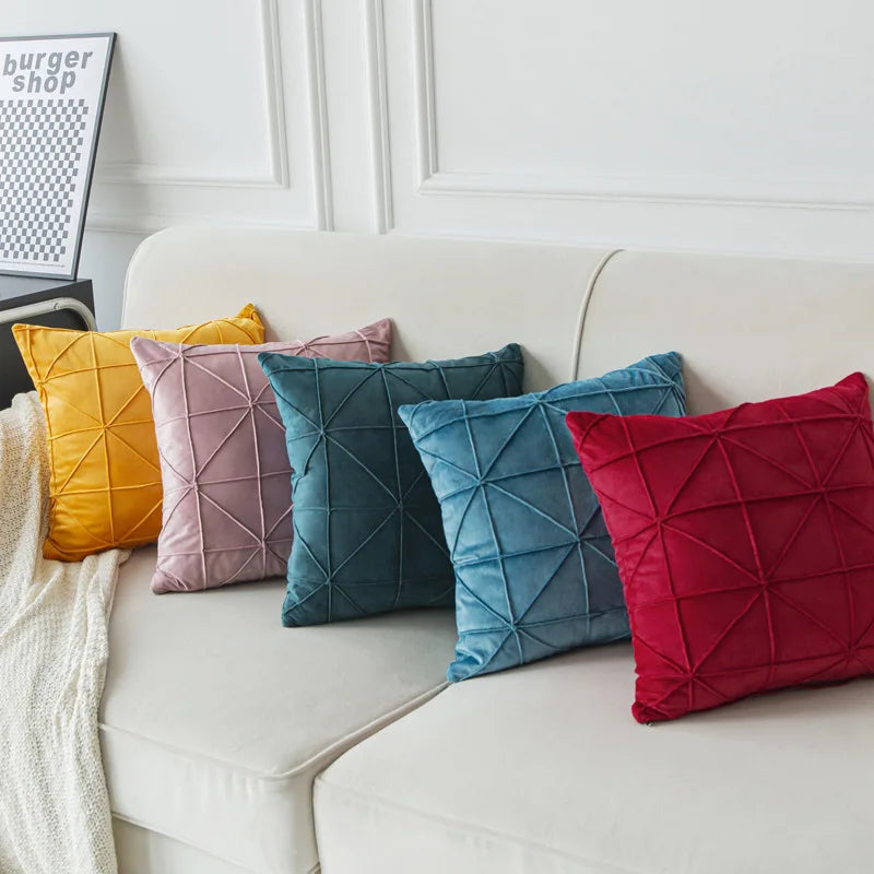 Checkered Velvet Throw Pillow Cover — alternate view
