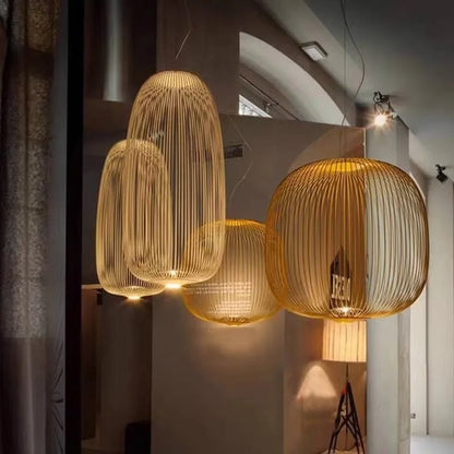 Black spoke cage chandelier at 35 centimetres diameter