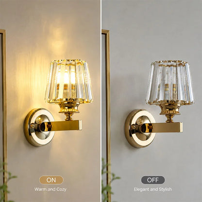 crystal wall sconce, close-up of shade and hardware detail