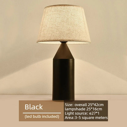 Side-angle view of Nordic black art table lamp shade structure