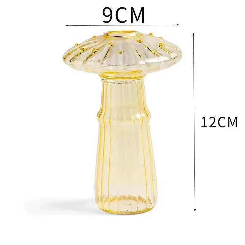 Side profile of clear glass mushroom planter for water plant propagation