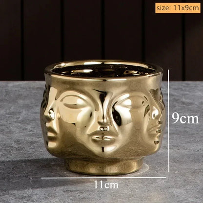 Ceramic Human Face Vase Sculpture Handmade Art | Aurelia