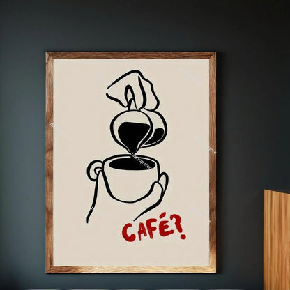 Coffee Lover Cartoon Animal Canvas Wall Art