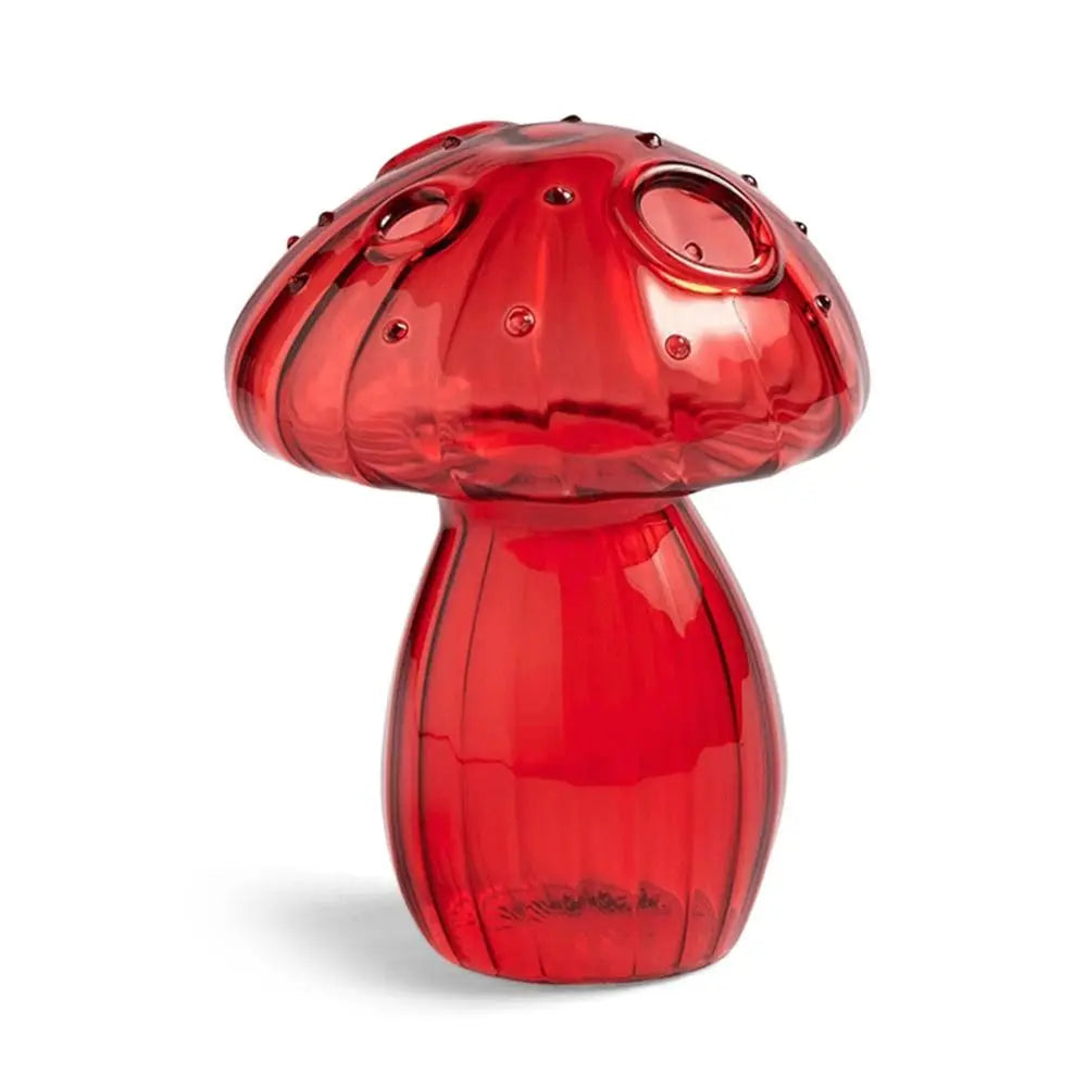 Macro detail of mushroom glass vase base showing tonal glass texture