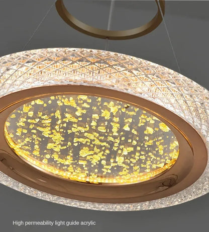 Two tier gold ring chandelier combining 23.6 in and 15.7 in circles