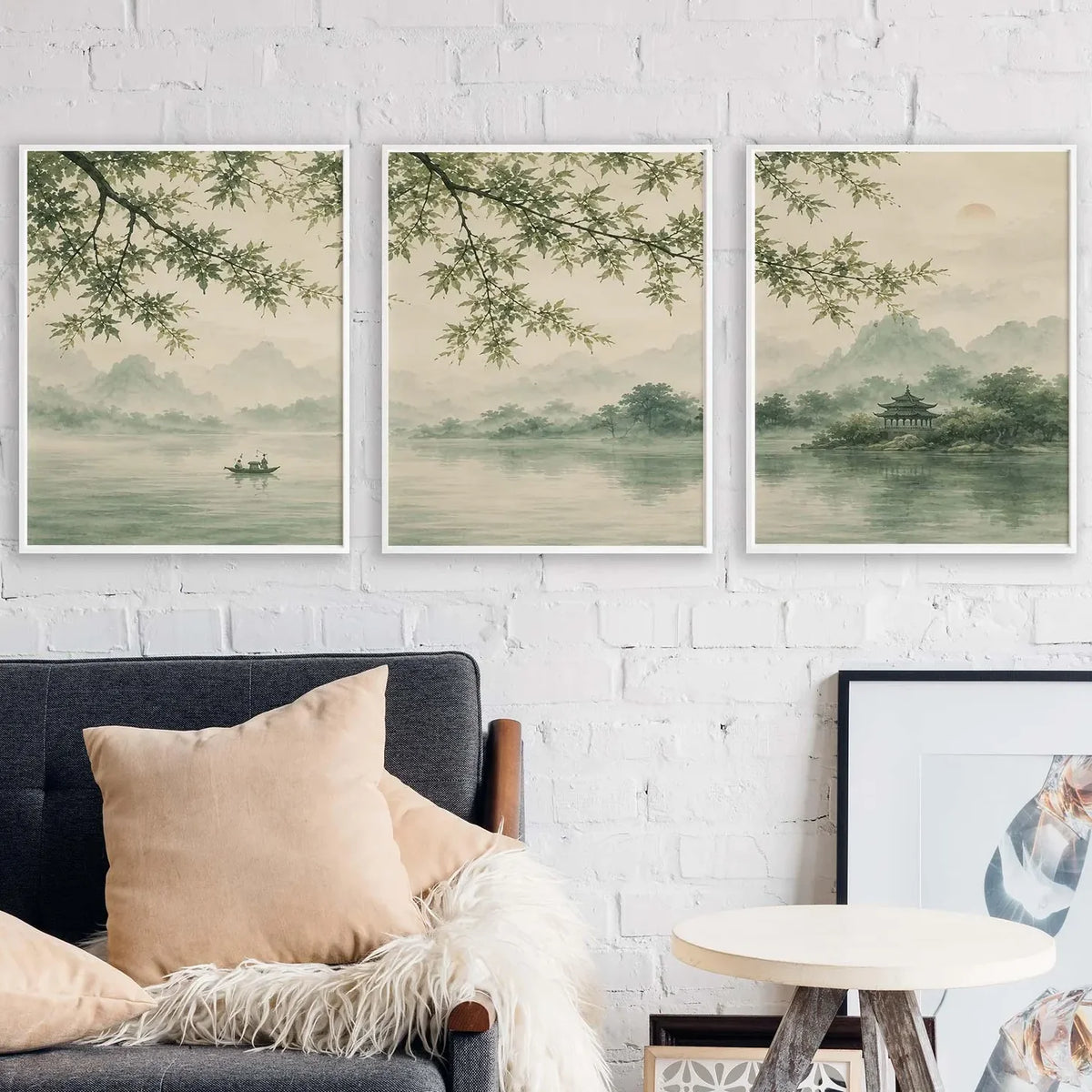 Japanese Landscape Triptych Asian Nature 3-Piece Canvas