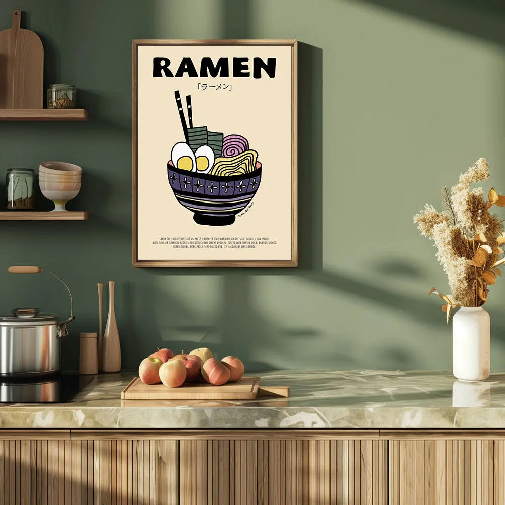Japanese Ramen Cat Anime Canvas Wall Art