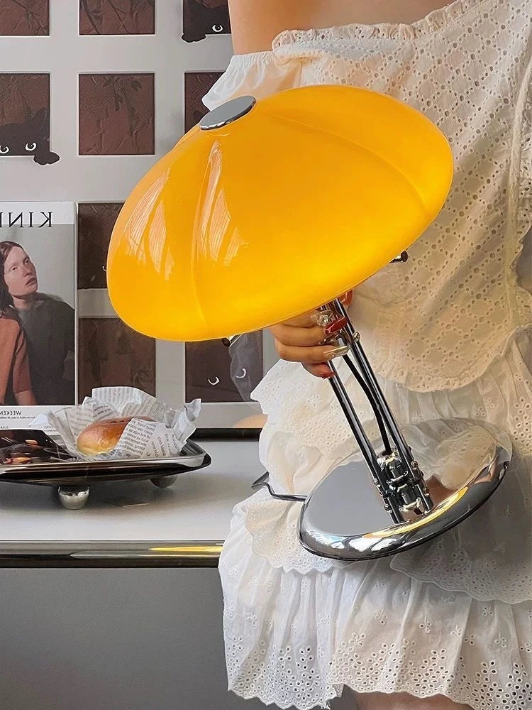 Pumpkin table lamp neutral light mode on study desk ambient glow