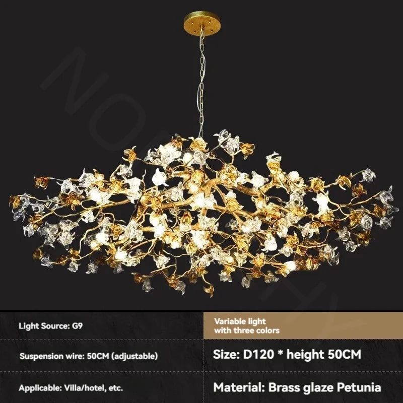 Designer crystal chandelier with three colour changeable light