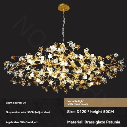 Designer crystal chandelier with three colour changeable light