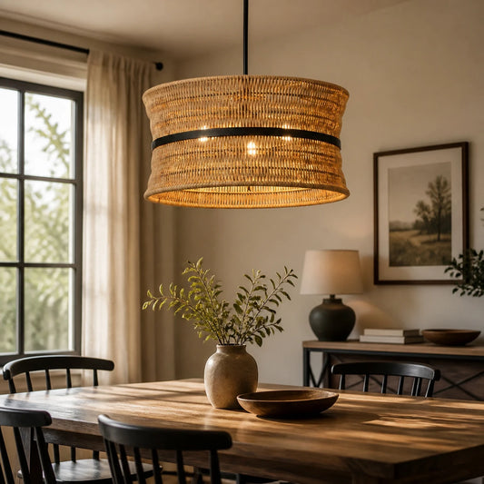 Boho Rattan 4 Light Chandelier