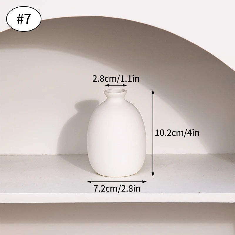 White Nordic Ceramic Flower Vase