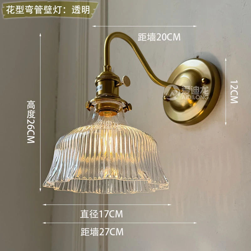Nordic Brass Glass Switch Wall Sconce