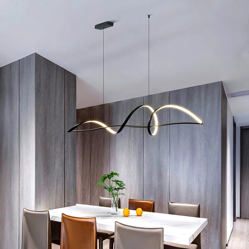 Black linear chandelier at 47.2 in length on an adjustable cord