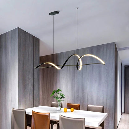 Black linear chandelier at 47.2 in length on an adjustable cord