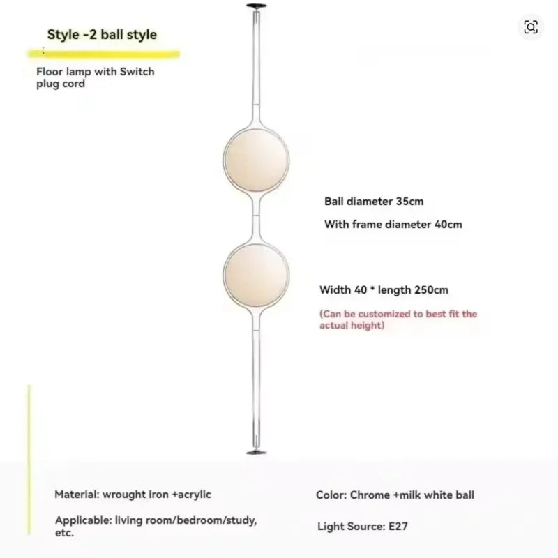 Chrome acrylic ball floor lamp in luxury hotel lobby living room setting