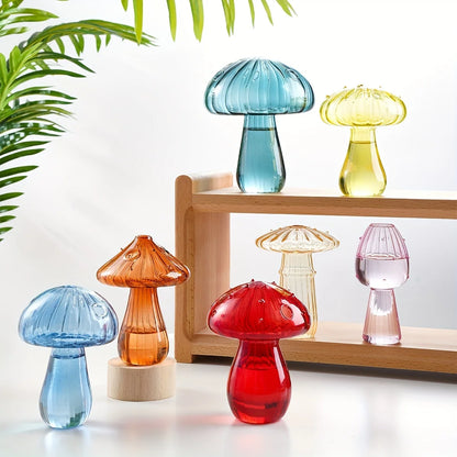 Round glass mushroom vase style B for single flower on shelf