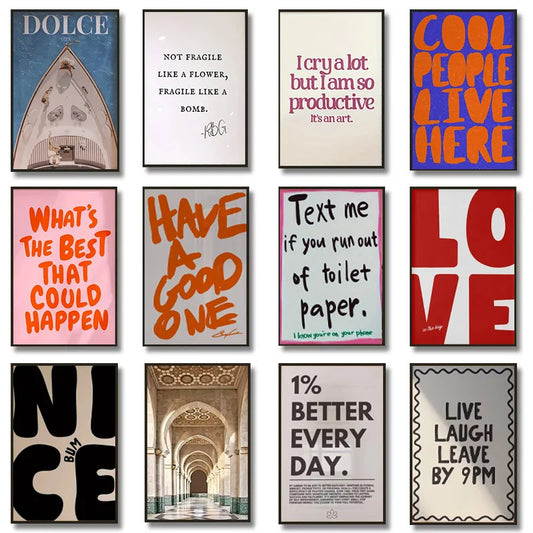 Chic Pink Vintage Typography Canvas Wall Art