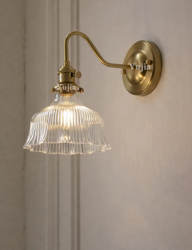 brass wall sconce, side profile showing mounting depth