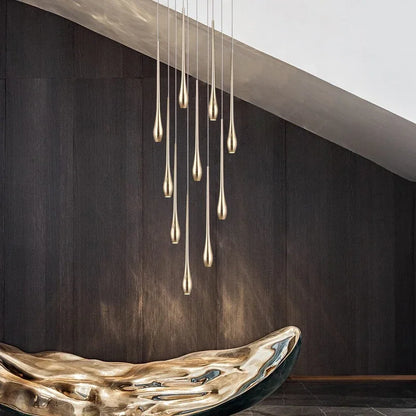 Gilded staircase chandelier with LED included and dimmable control