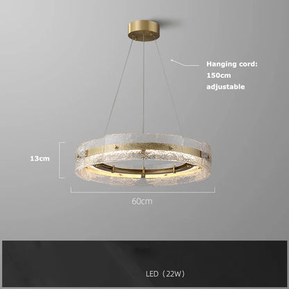 Single light water ripple glass pendant on a plated steel stem