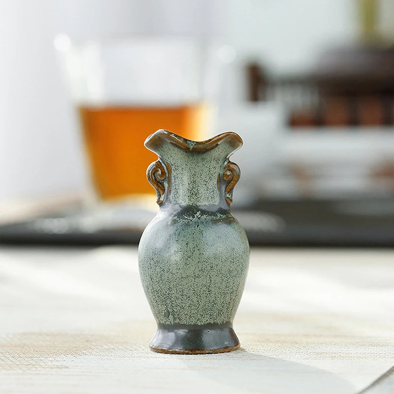 Green Retro Ceramic Miniature Vase