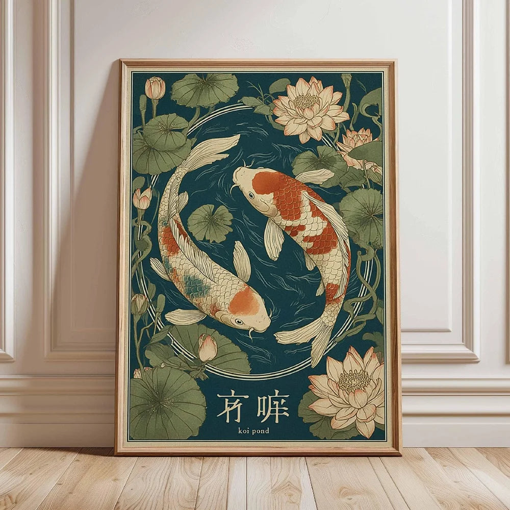 Japanese Koi Fish Zen Pond Canvas Wall Art
