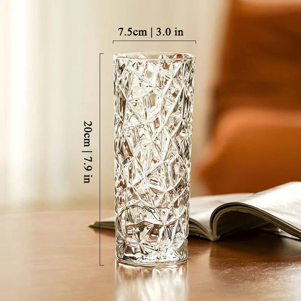 Side view of 10x25cm clear plastic cylinder vase showing straight form