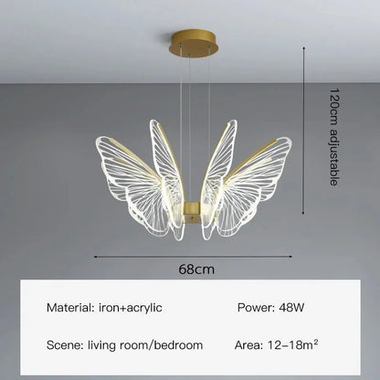 Natural light setting on a modern acrylic butterfly chandelier