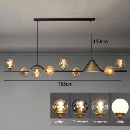 Glass linear chandelier rated for 90 to 260V with touch control