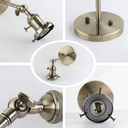 amber wall sconce, detail view of fixture base and arm