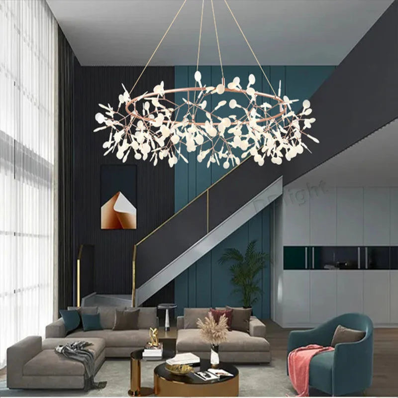 Firefly chandelier, 82.7 inch diameter with 324 heads, in sand gold