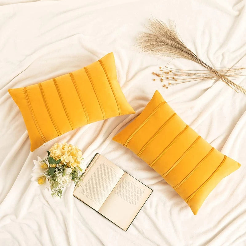 Fall Striped Velvet Pillow Cover — styling detail