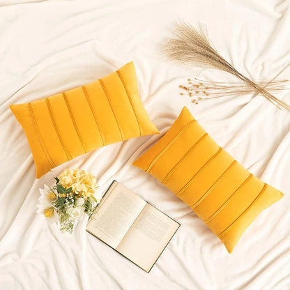 Fall Striped Velvet Pillow Cover — styling detail