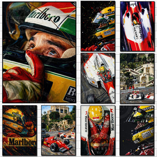 Ayrton Senna Abstract Racing Canvas Wall Art