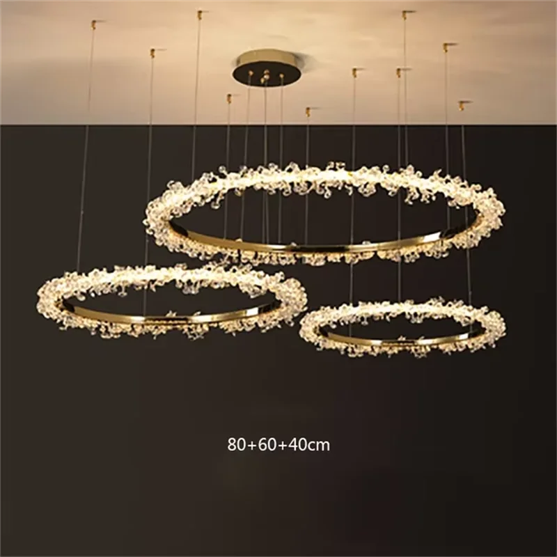 Ring chandelier at 23.6 in across with knob switch and gold finish