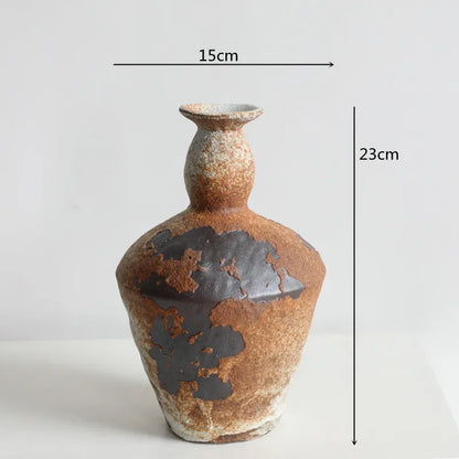 Retro Wabi Sabi Coarse Ceramic Vase Zen Décor | Aurelia