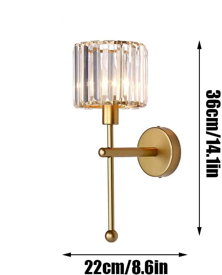 crystal plug-in wall sconce, close-up of shade and hardware detail
