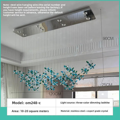 French style chandelier with three-color light and push button switch