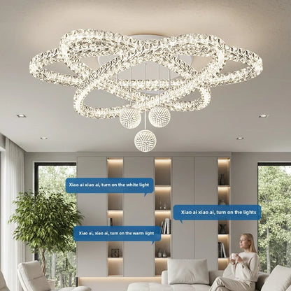 White acrylic chandelier at 39.4 in diameter with stepless dimming