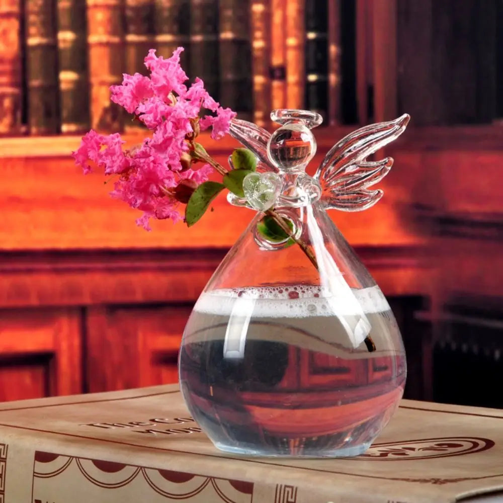 Glass angel vase large and small sizes comparison