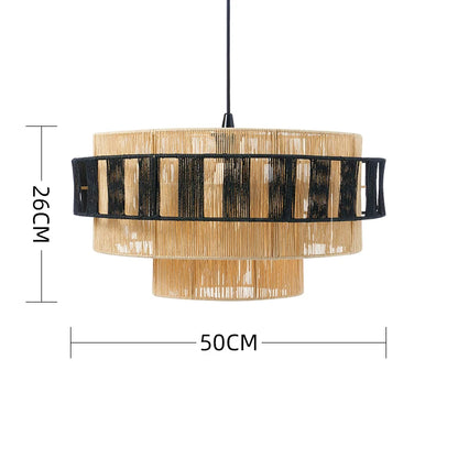 Rattan chandelier at 30 centimetres with knob switch control
