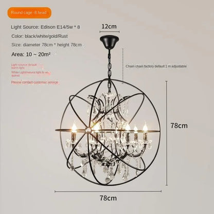 Wrought Iron Orb Chandelier
