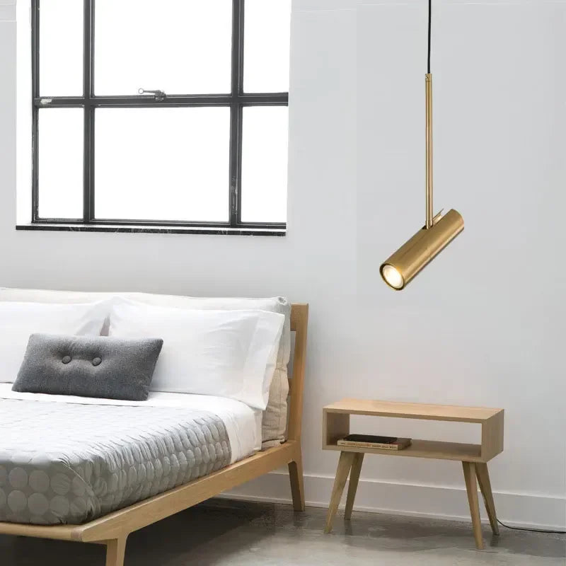 Two head spotlight chandelier in a black frame on adjustable cords