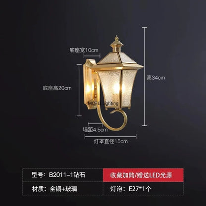 European Copper LED Outdoor Wall Sconce