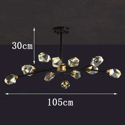 Linear crystal chandelier in golden finish with cord pendant suspension